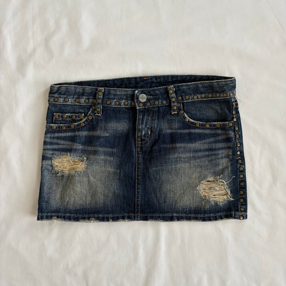 Vintage Y2K MOUSSY Studded Low Rise Denim Mini Skirt